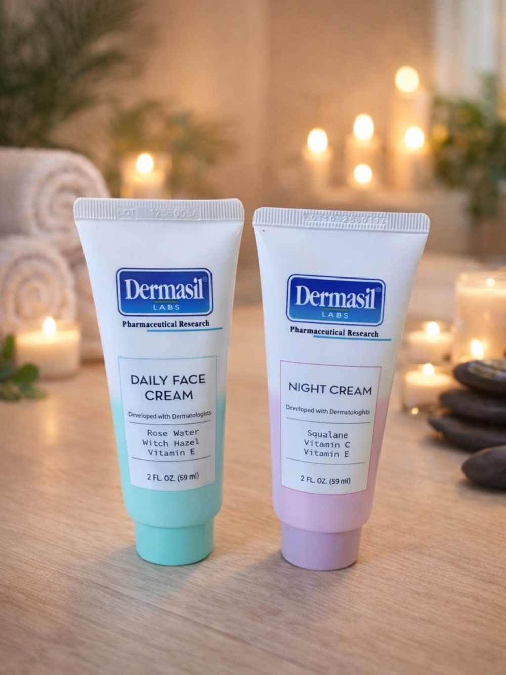 Dermasil Daily + Night Face Cream Duo (2 Pack) Hydrating Skincare Set